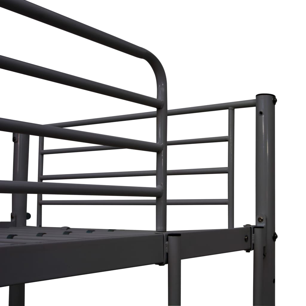 Krevet na kat sa stolićima u okviru sivi metalni 90 x 200 cm