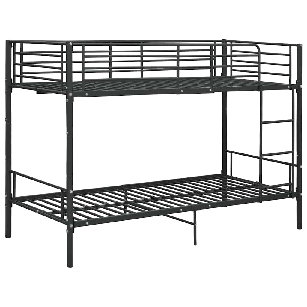 Krevet na kat crni metalni 90 x 200 cm