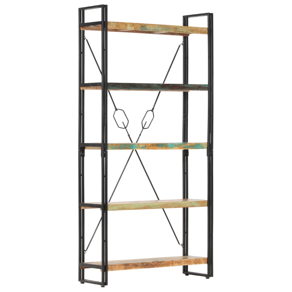 Police za knjige s 5 razina 90 x 30 x 180 cm obnovljeno drvo