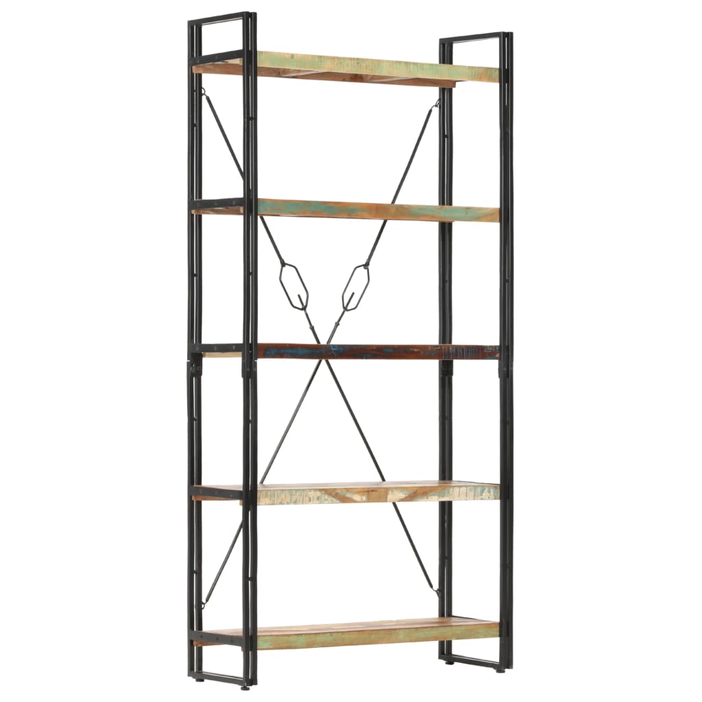 Police za knjige s 5 razina 90 x 30 x 180 cm obnovljeno drvo
