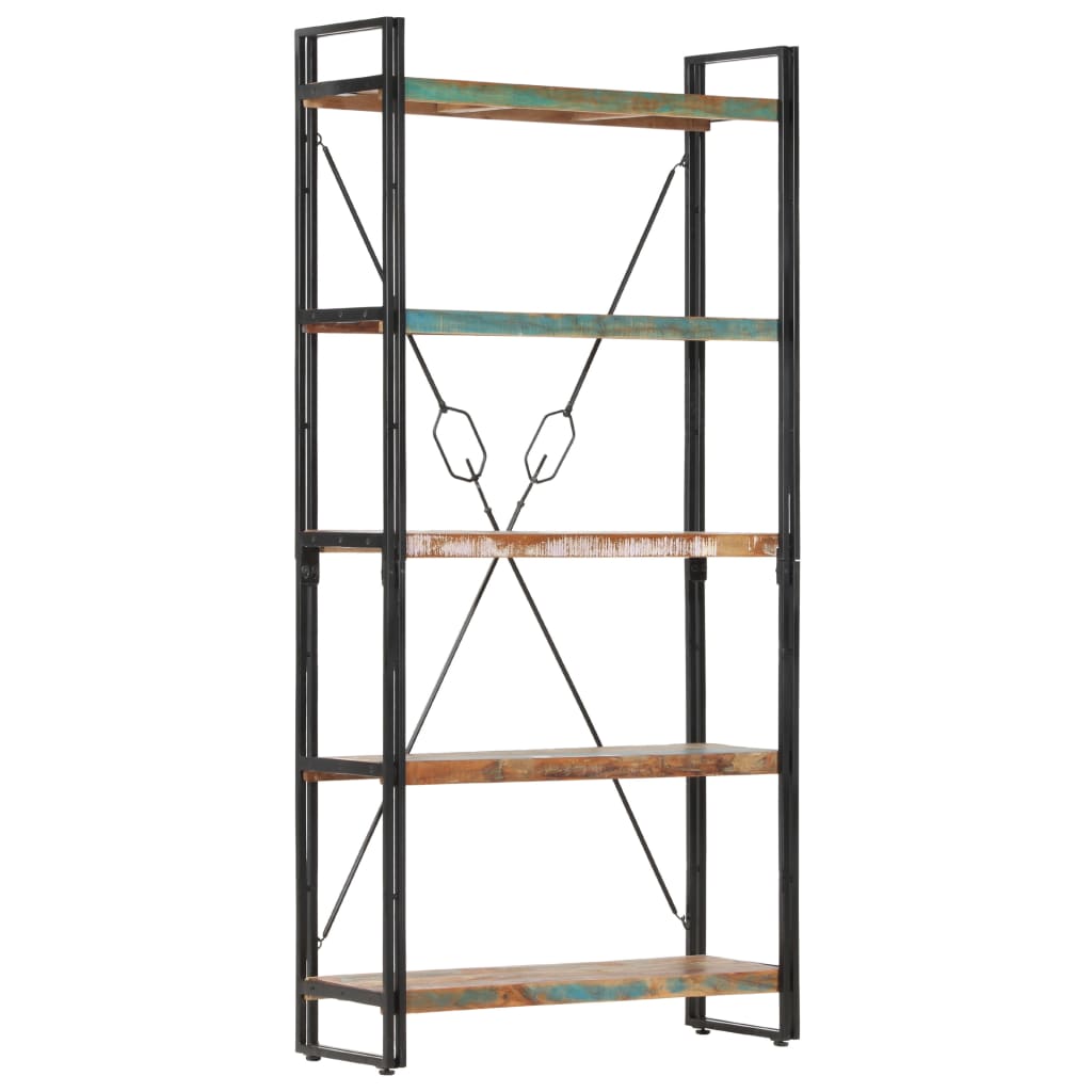 Police za knjige s 5 razina 90 x 30 x 180 cm obnovljeno drvo