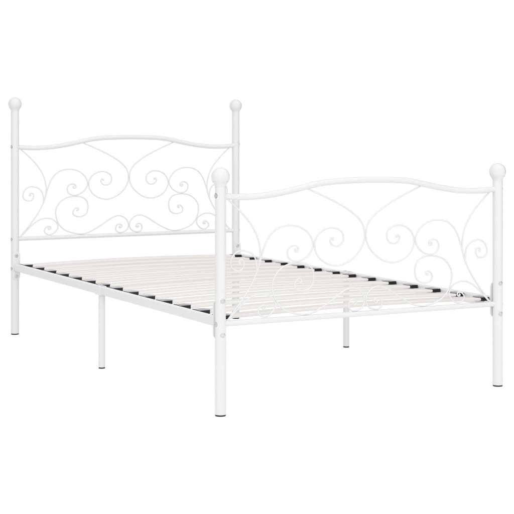 Okvir za krevet s podnicama bijeli metalni 90 x 200 cm