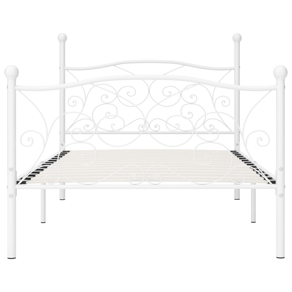 Okvir za krevet s podnicama bijeli metalni 90 x 200 cm