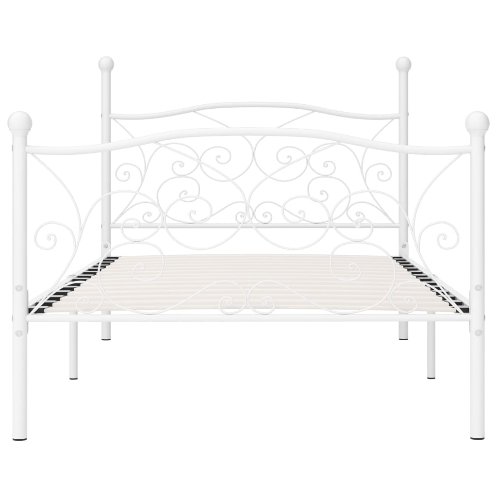 Okvir za krevet s podnicama bijeli metalni 100 x 200 cm