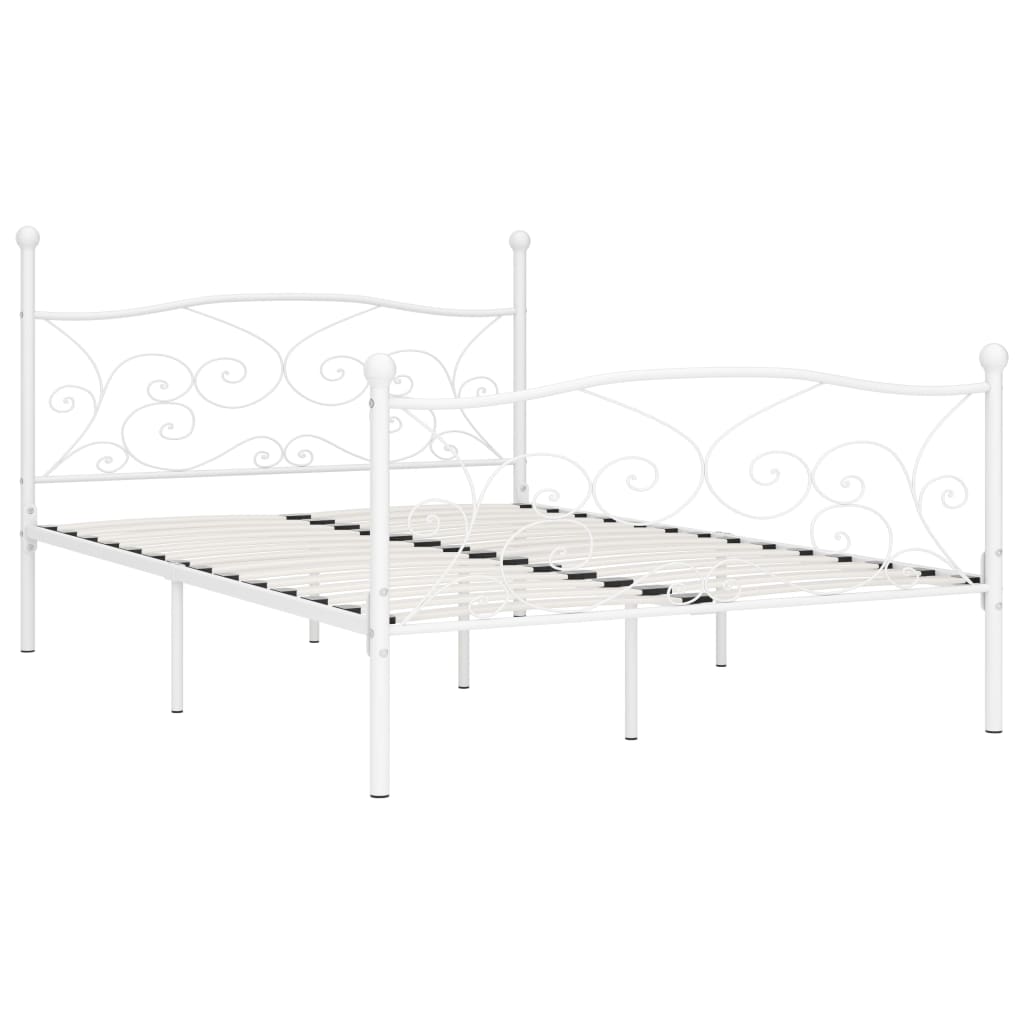 Okvir za krevet s podnicama bijeli metalni 120 x 200 cm
