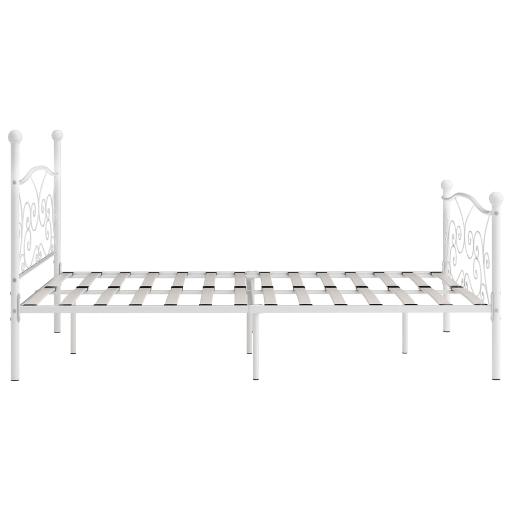 Okvir za krevet s podnicama bijeli metalni 200 x 200 cm