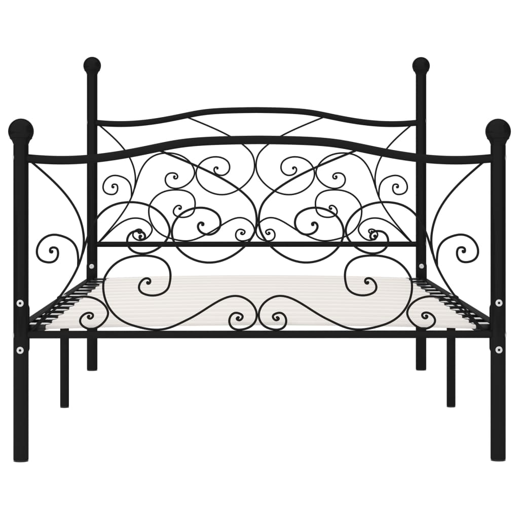 Okvir za krevet s podnicama crni metalni 90 x 200 cm