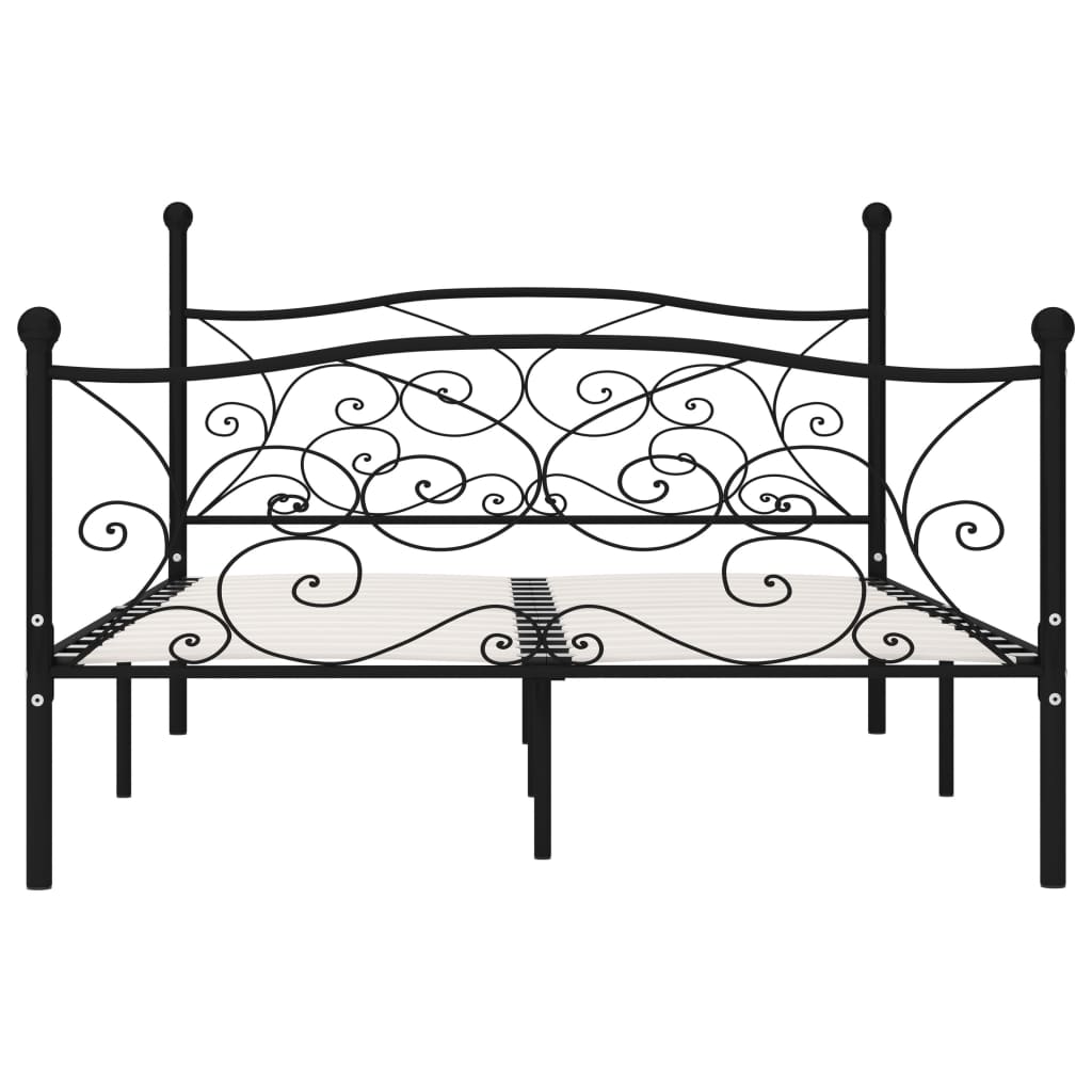 Okvir za krevet s podnicama crni metalni 120 x 200 cm