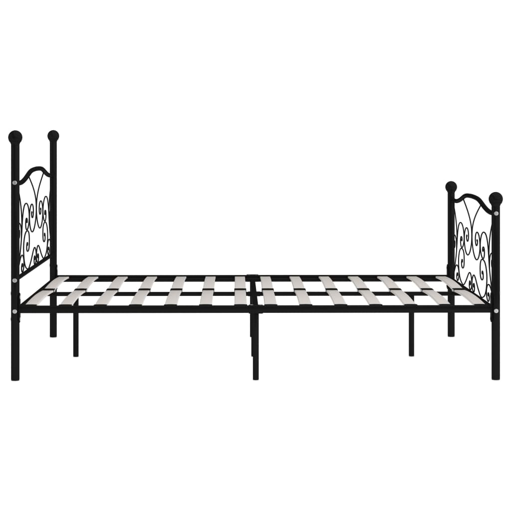 Okvir za krevet s podnicama crni metalni 160 x 200 cm