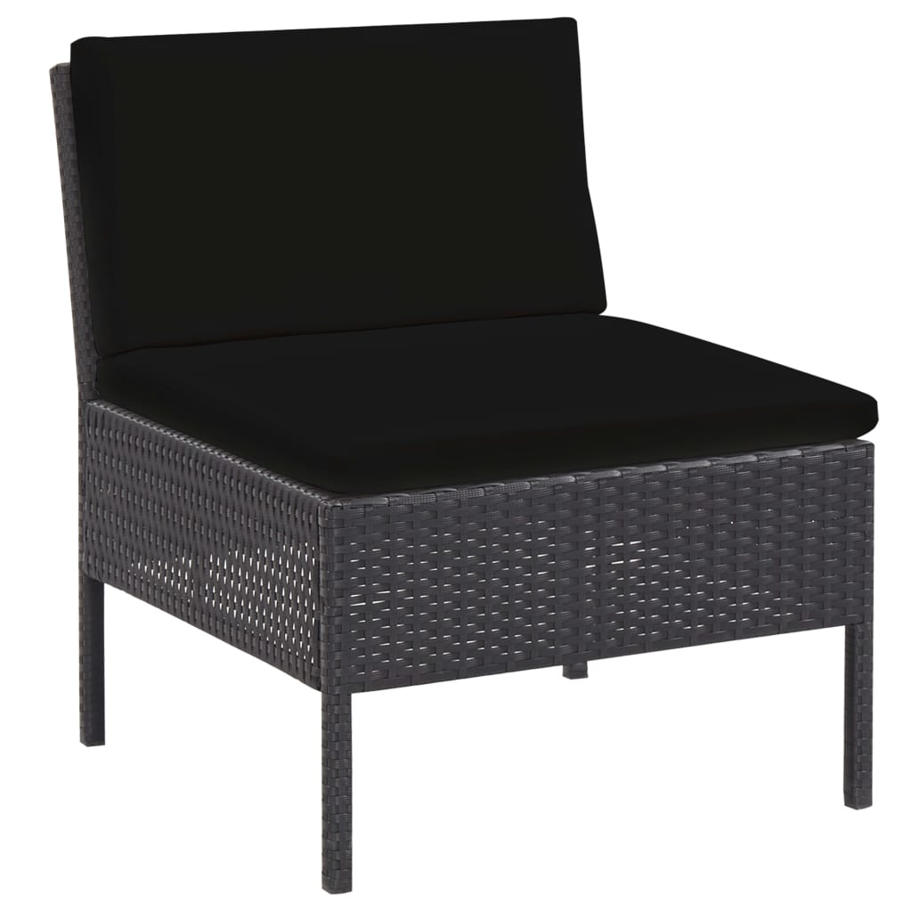 5-dijelni set vrtnih sofa od poliratana s jastucima crni