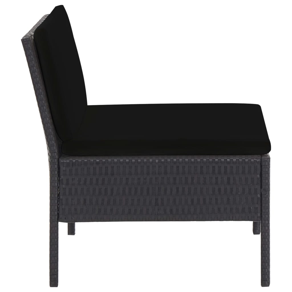 5-dijelni set vrtnih sofa od poliratana s jastucima crni