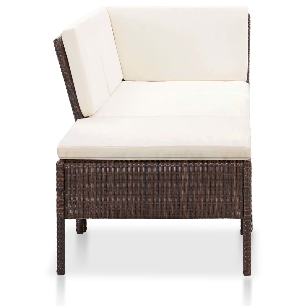 8-dijelna vrtna garnitura od poliratana s jastucima smeđa
