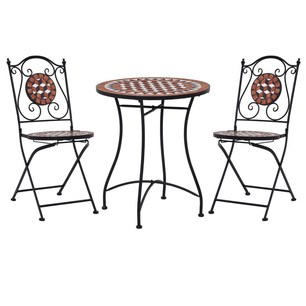 3-dijelni mozaični bistro set s keramičkim pločicama boje cigle