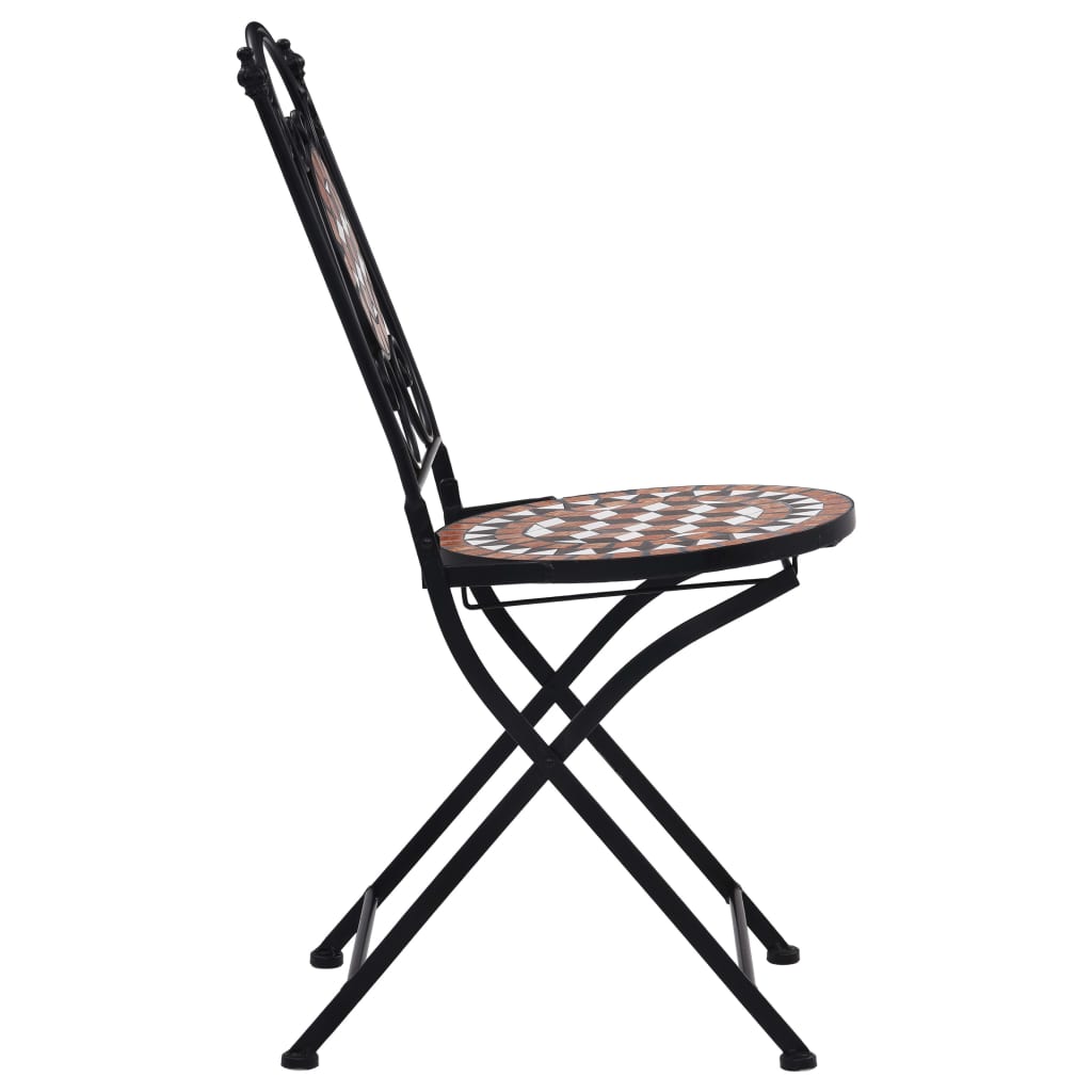 3-dijelni mozaični bistro set s keramičkim pločicama boje cigle