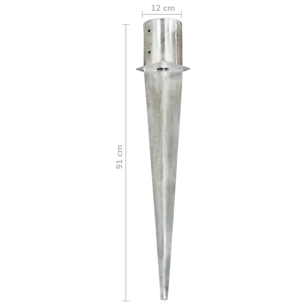 Šiljci za tlo 6 kom srebrni 12 x 91 cm od pocinčanog čelika