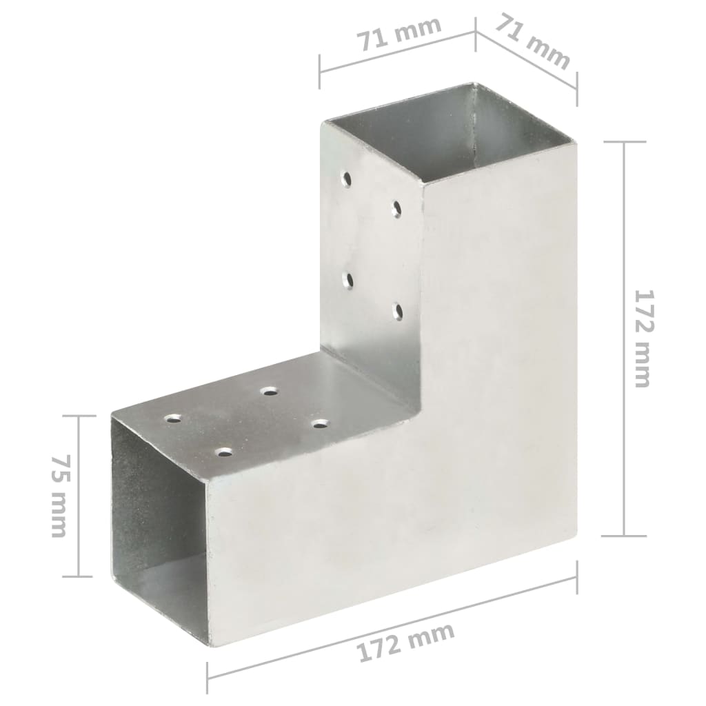 Spojnici za stupove u L-obliku 4 kom pocinčani metal 71 x 71 mm
