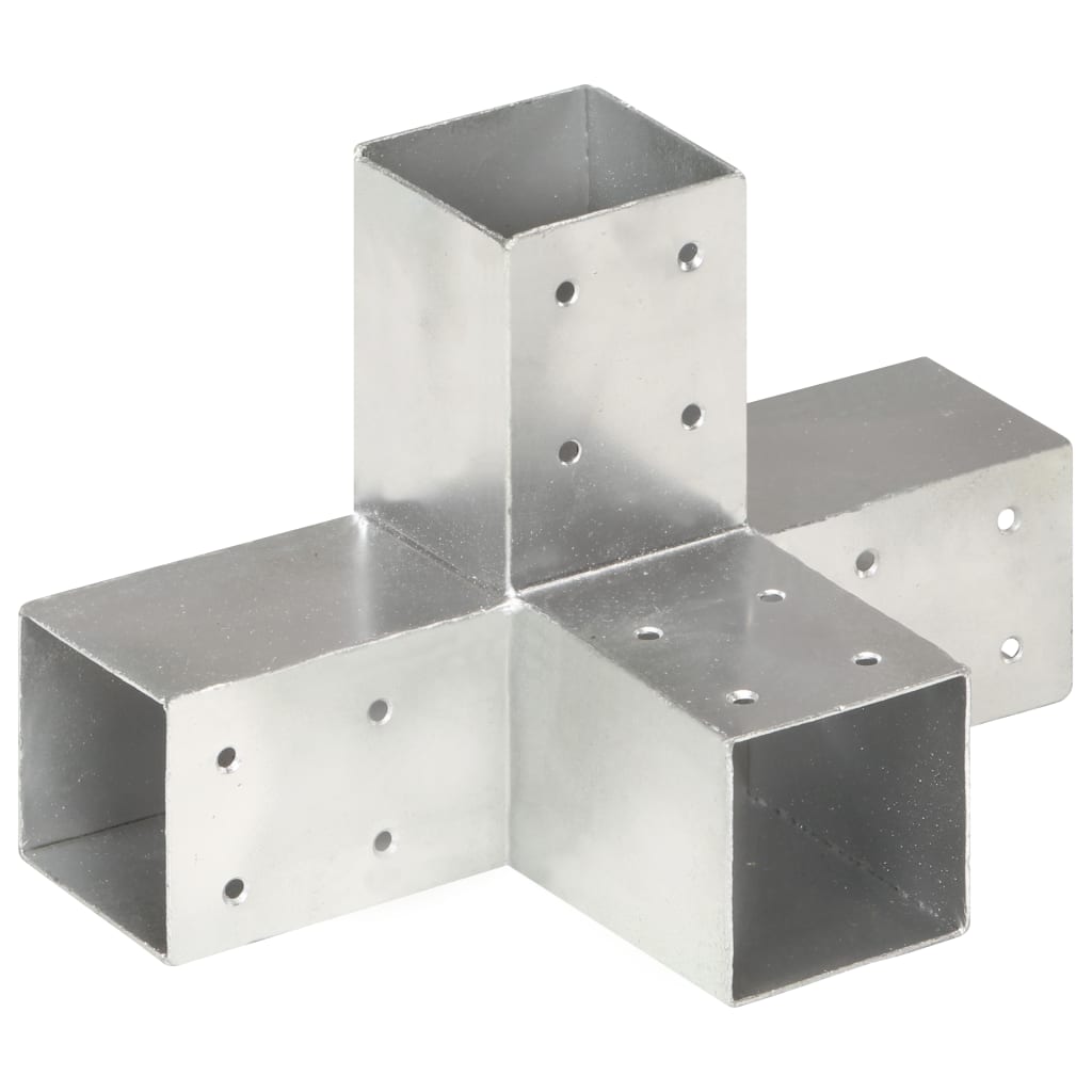 Spojnici za stupove u X-obliku 4 kom pocinčani metal 71 x 71 mm