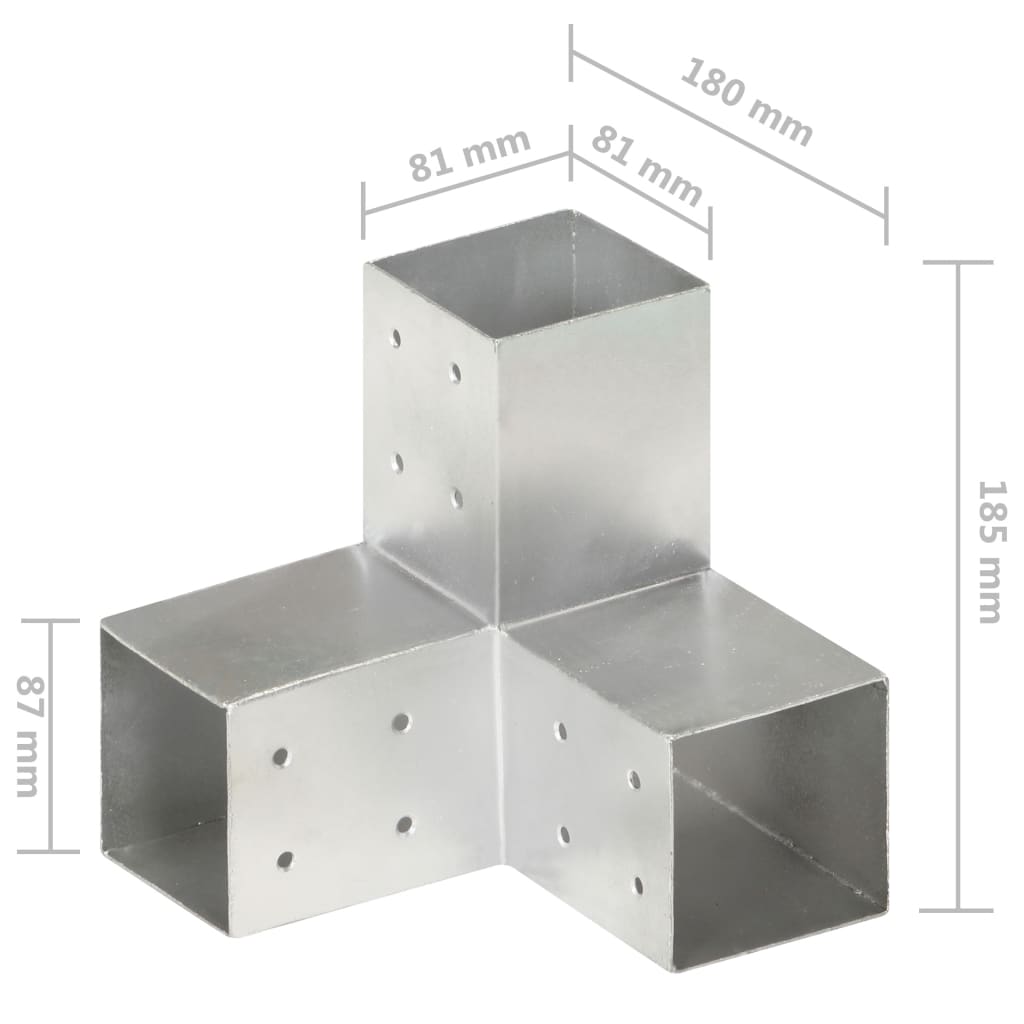 Spojnici za stupove u Y-obliku 4 kom pocinčani metal 81 x 81 mm