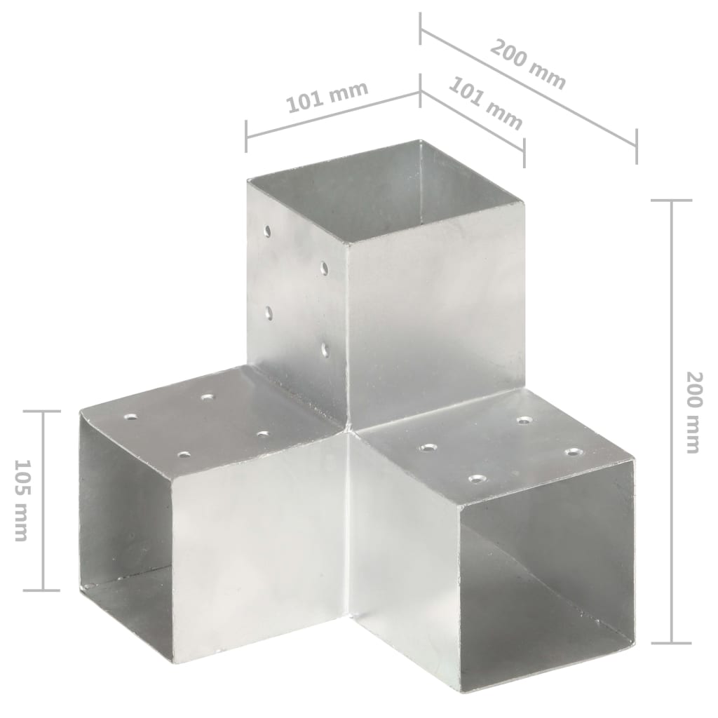 Spojnici za stupove u Y-obliku 4 kom pocinčani metal 101x101 mm