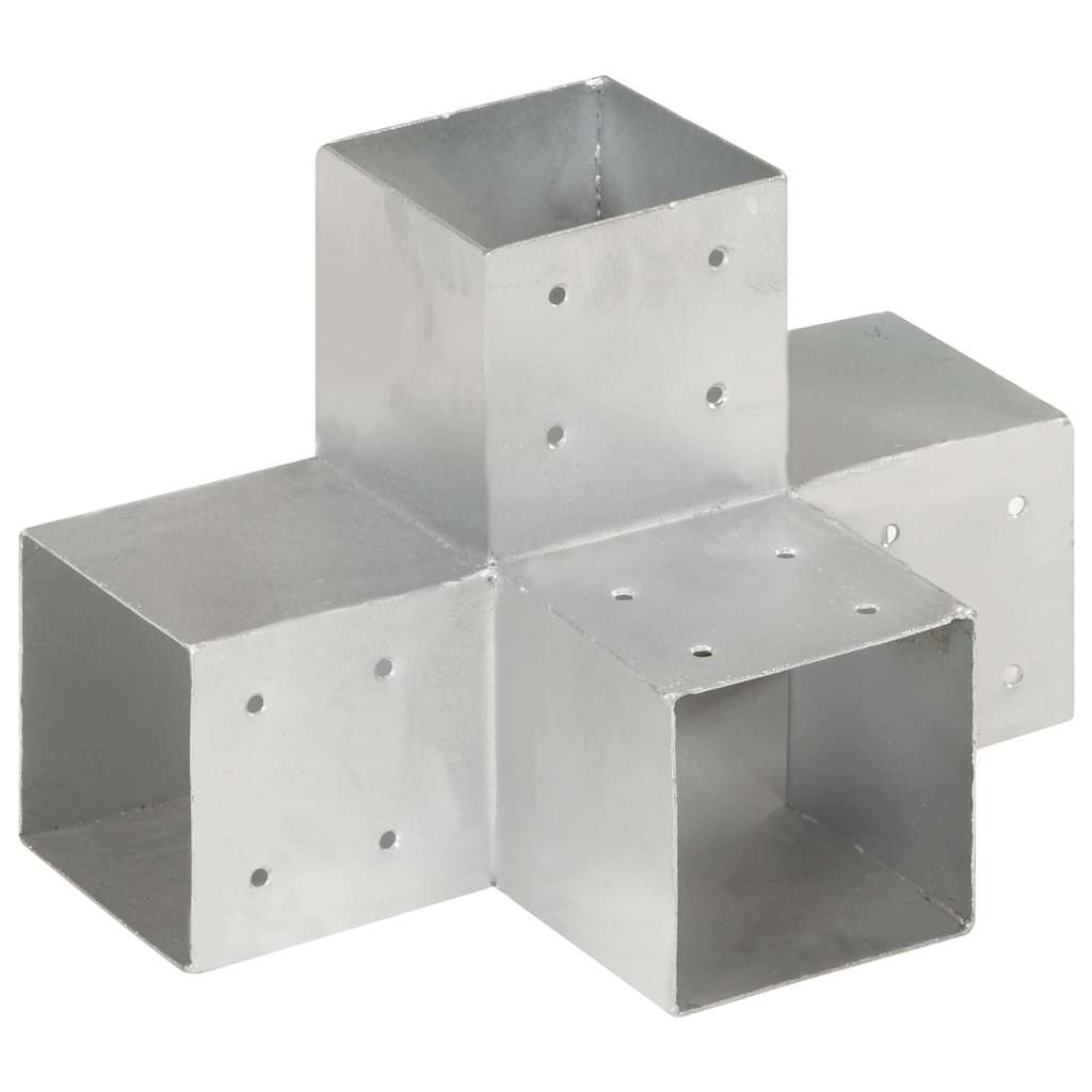 Spojnici za stupove u X-obliku 4 kom pocinčani metal 101x101 mm