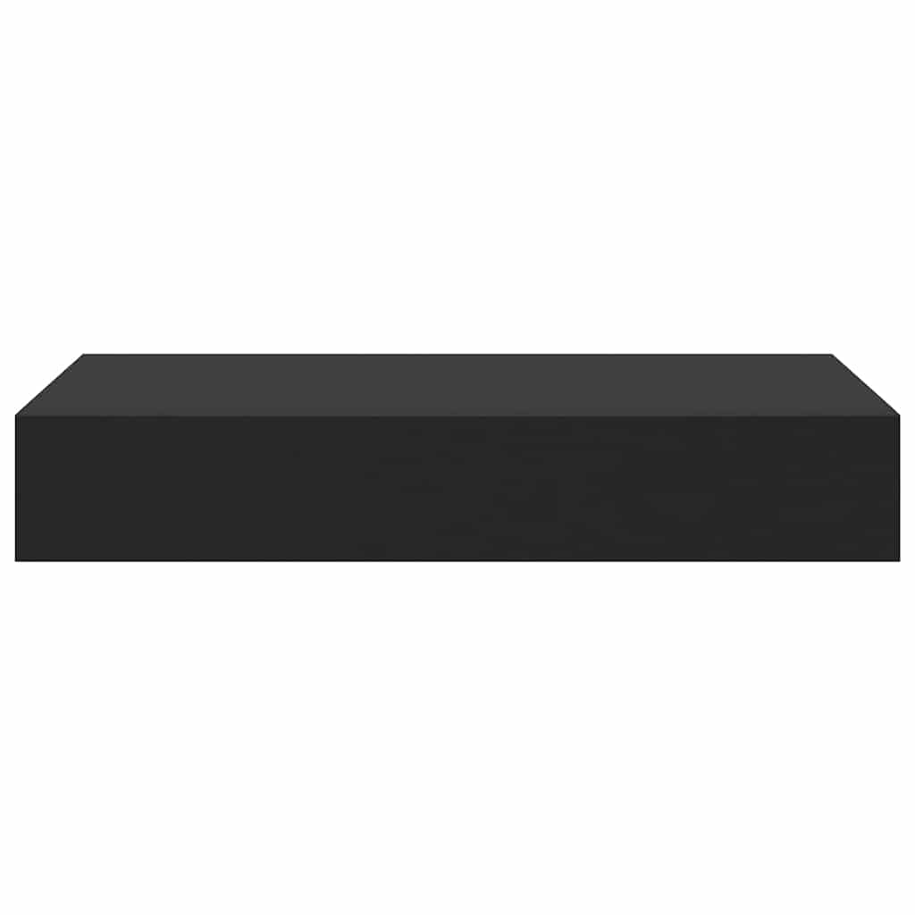 Plutajuća zidna polica s ladicom crna 48 x 25 x 8 cm