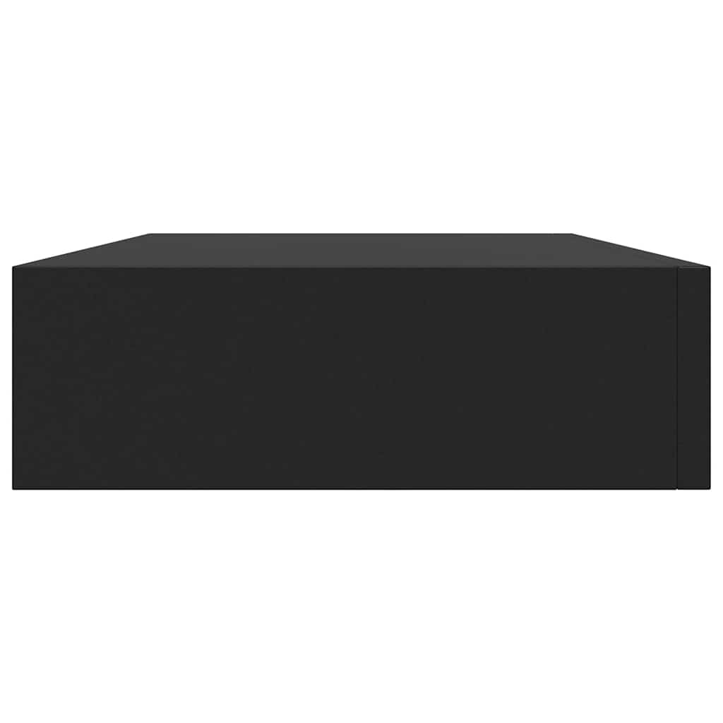 Plutajuća zidna polica s ladicom crna 48 x 25 x 8 cm