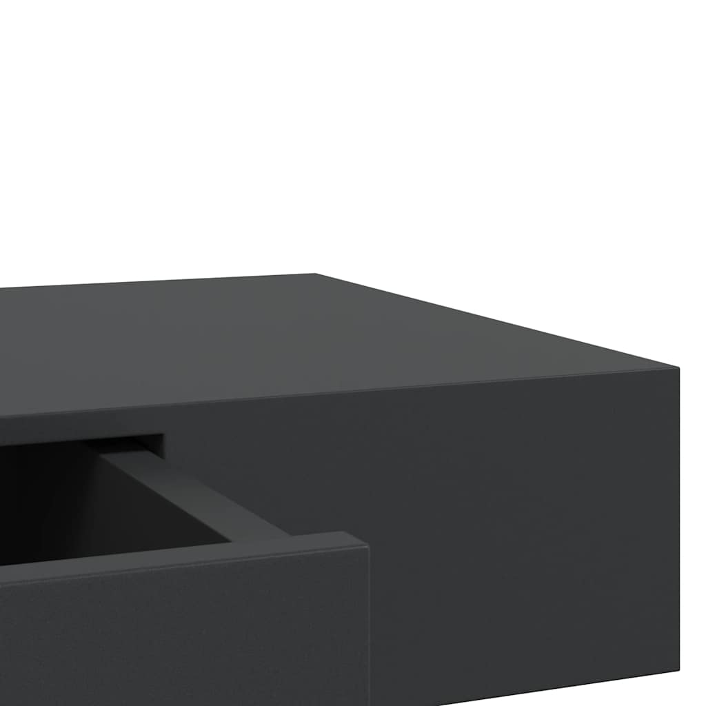 Plutajuća zidna polica s ladicom crna 80 x 25 x 8 cm