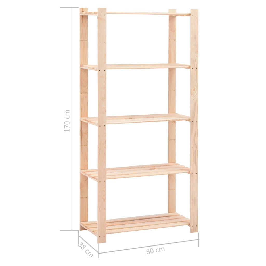 Stalci za pohranu s 5 razina 5 kom 80x38x170 cm borovina 250 kg