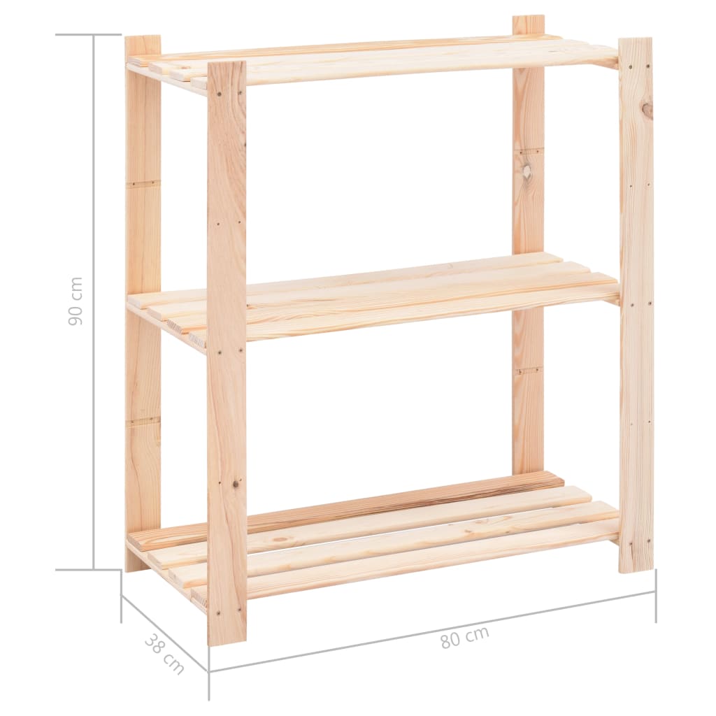 Stalci za pohranu s 3 razine 5 kom 80x38x90 cm borovina 150 kg
