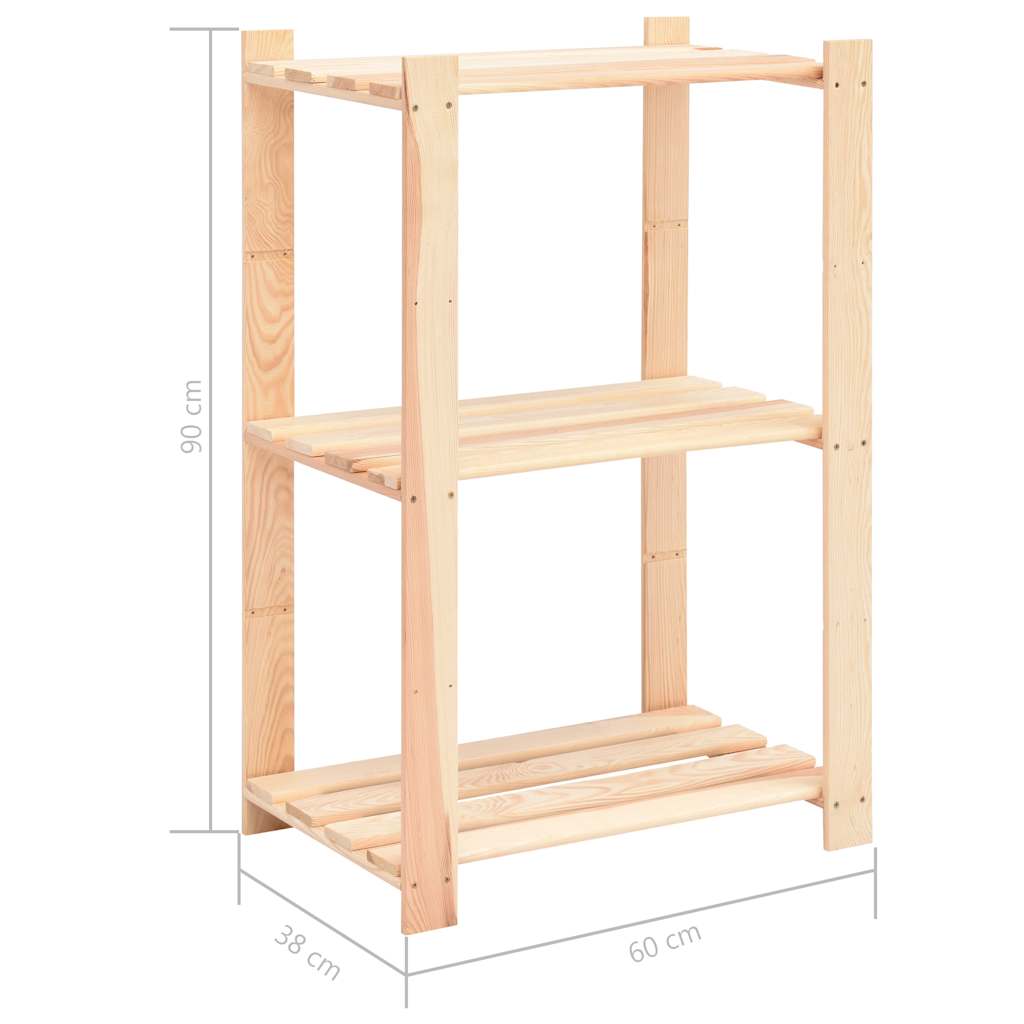 Stalci za pohranu s 3 razine 2 kom 60x38x90 cm borovina 150 kg