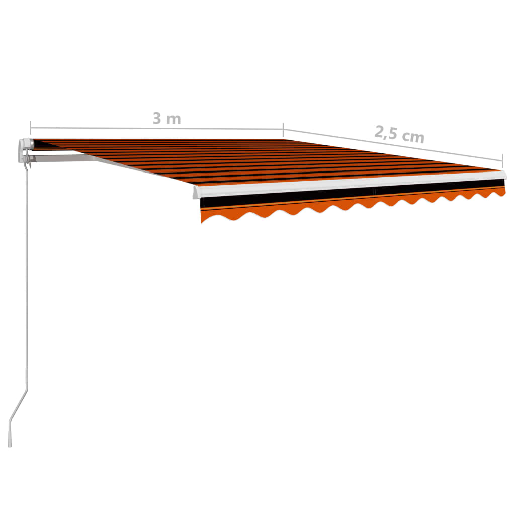 Tenda na ručno uvlačenje 300 x 250 cm narančasto-smeđa