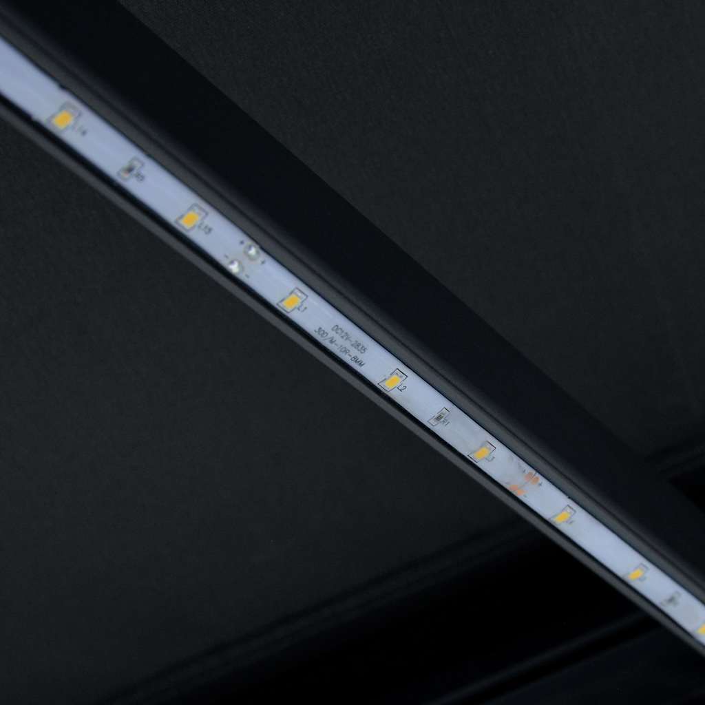 Tenda na ručno uvlačenje s LED svjetlima 450 x 300 cm antracit