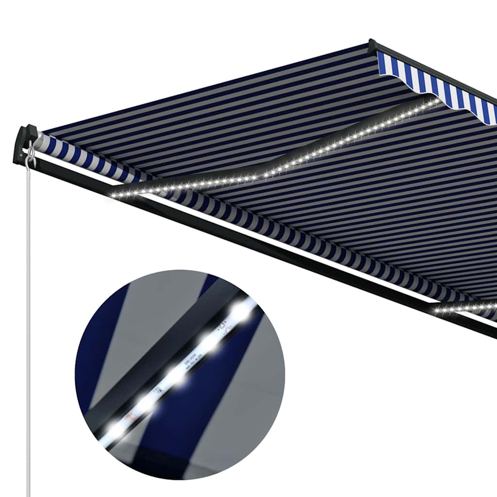 Tenda sa senzorom za vjetar LED 500 x 300 cm plavo-bijela