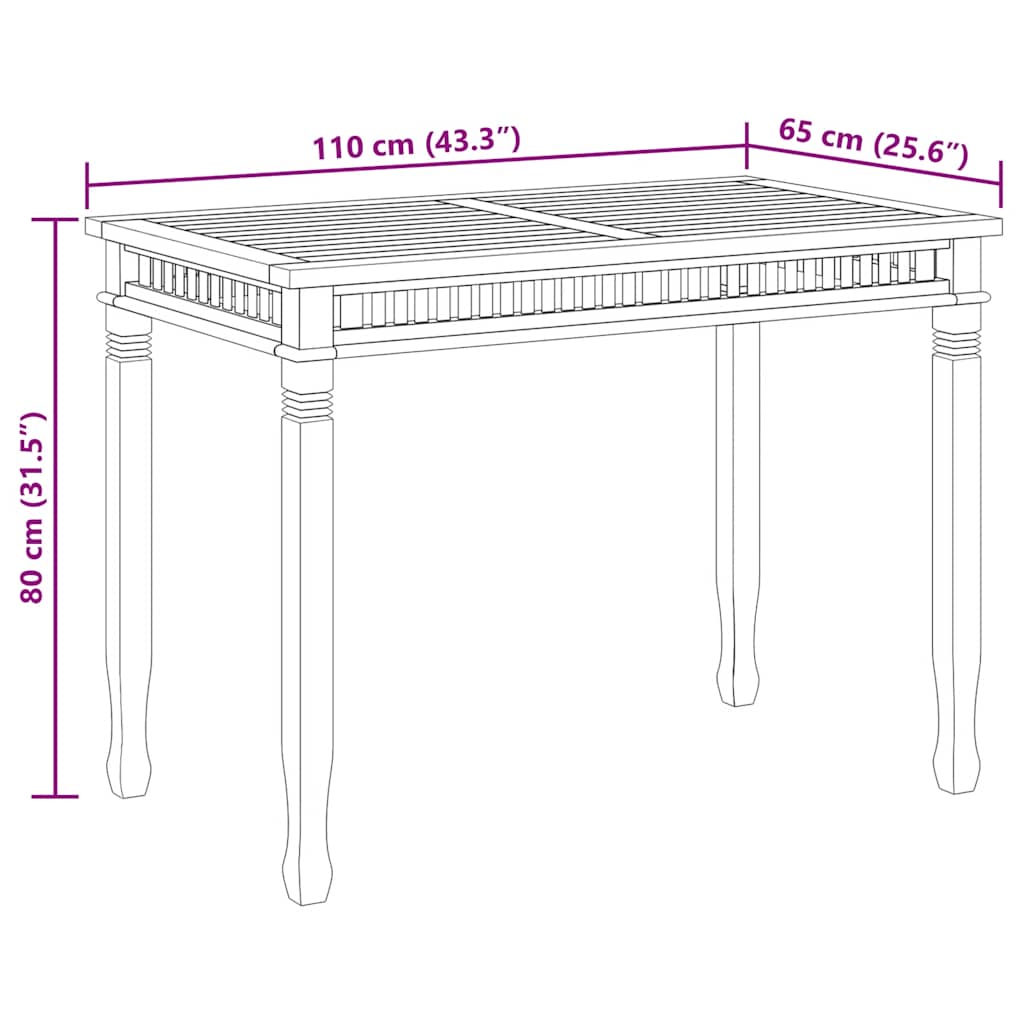 Vrtni blagovaonski stol 120 x 65 x 80 cm od masivne tikovine