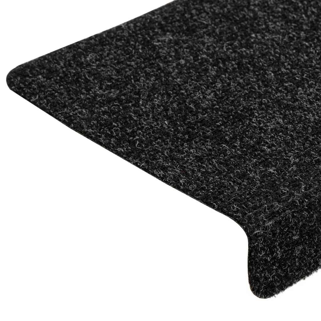 Prostirke za stepenice samoljepljive 15 kom 65x21x4 cm crne pravokutne rubove