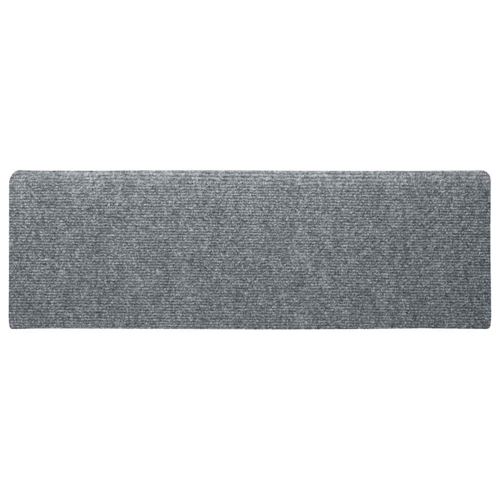 Prostirke za stepenice samoljepljive 15 kom 65x21x4 cm svijetlo sive pravokutne rubove