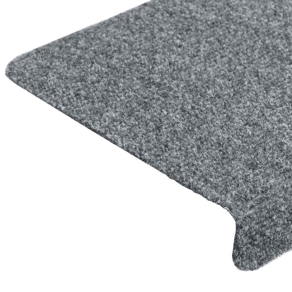 Prostirke za stepenice samoljepljive 15 kom 65x21x4 cm svijetlo sive pravokutne rubove
