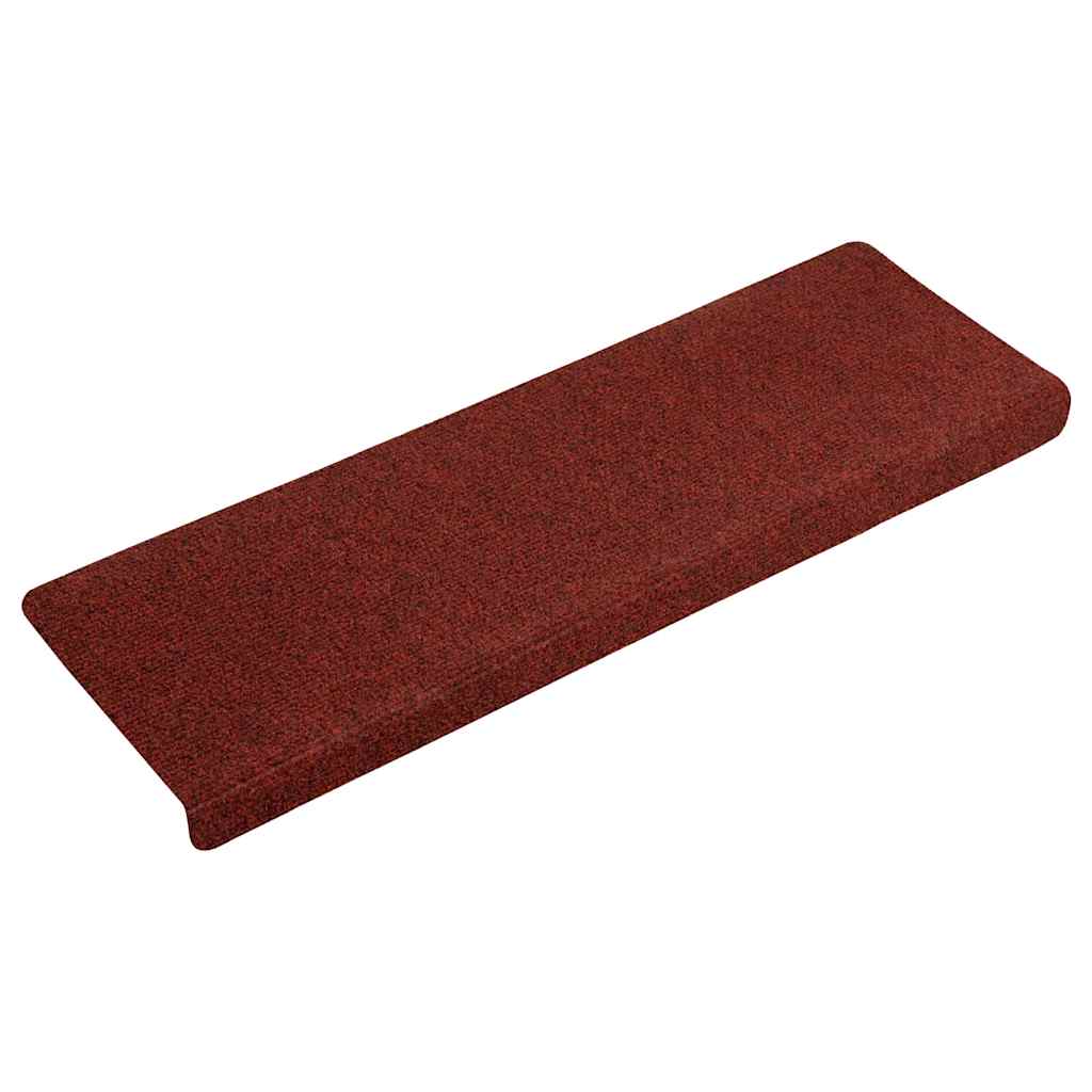 Prostirke za stepenice, samoljepljive, 15 kom, 65x21x4 cm, bordo crvene, pravokutni rub
