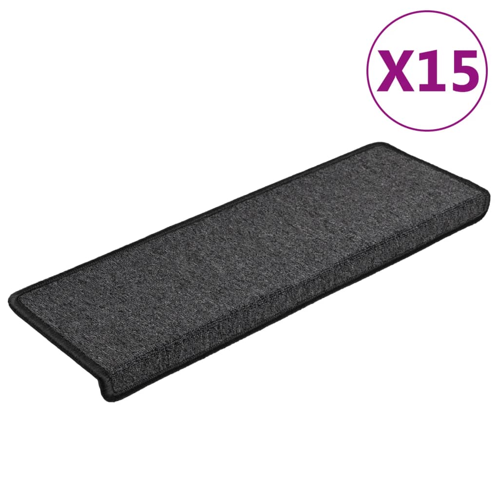 Prostirke za stepenice 15 kom 65x21x4 cm antracit pravokutni rub