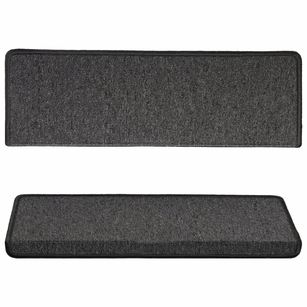 Prostirke za stepenice 15 kom 65x21x4 cm antracit pravokutni rub