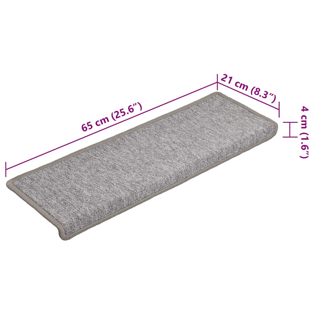 Prostirke za stepenice 15 kom 65x21x4 cm svijetlo sive pravokutne rubove