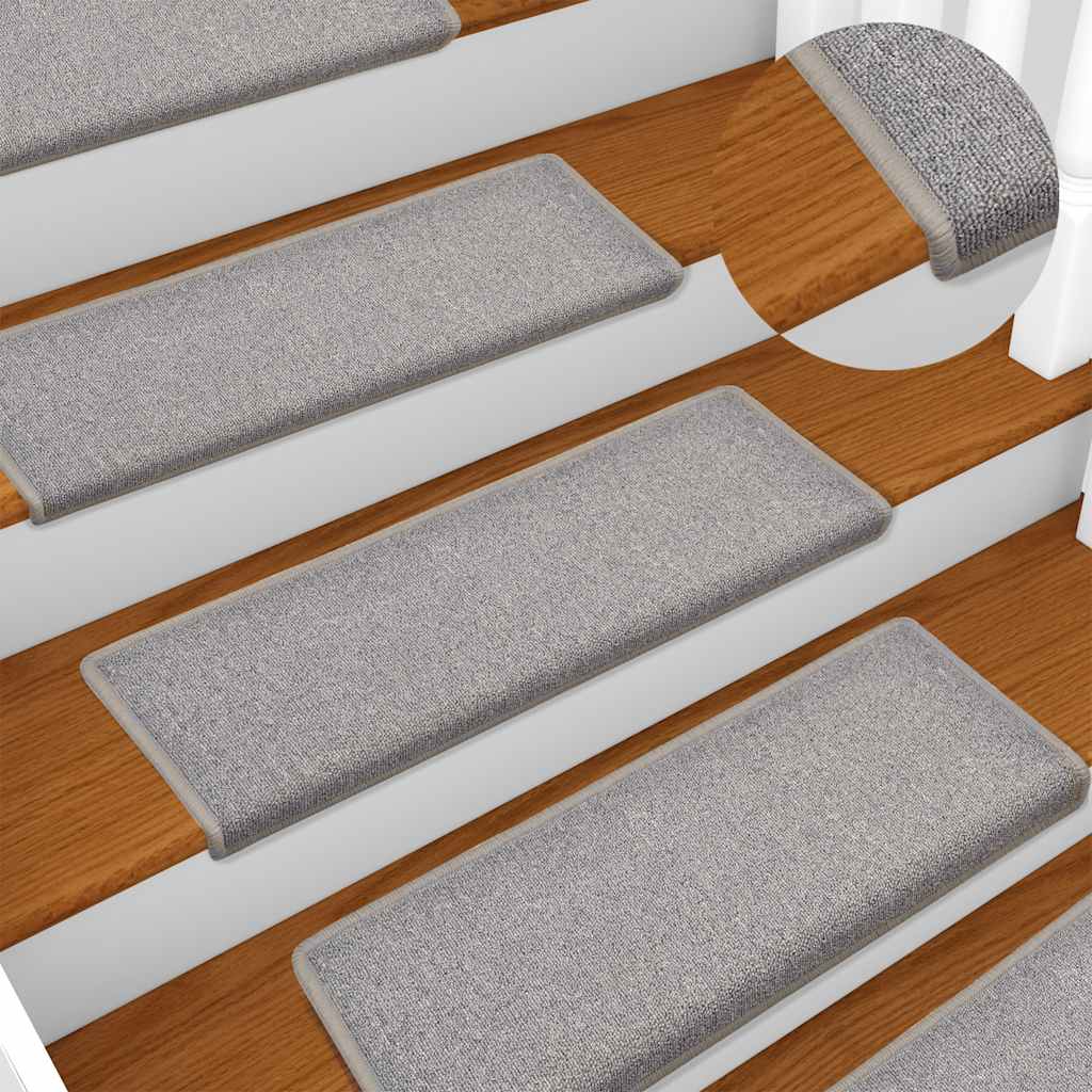 Prostirke za stepenice 15 kom 65x21x4 cm svijetlo sive pravokutne rubove