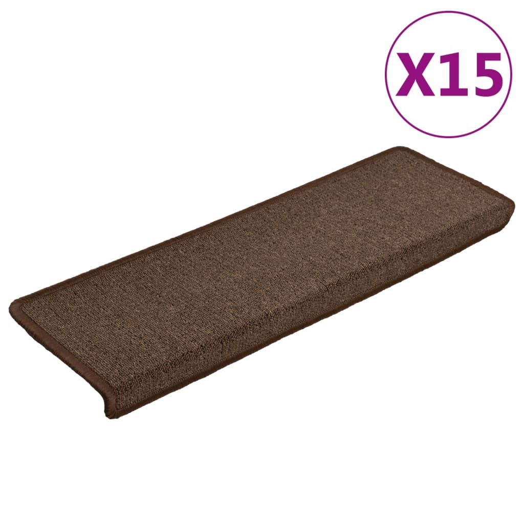 Prostirke za stepenice 15 kom 65x21x4 cm smeđe pravokutne rubove