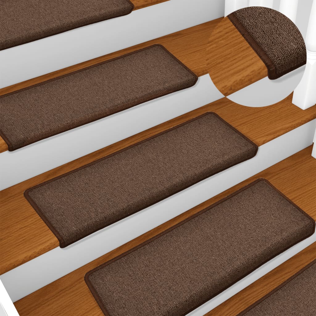 Prostirke za stepenice 15 kom 65x21x4 cm smeđe pravokutne rubove