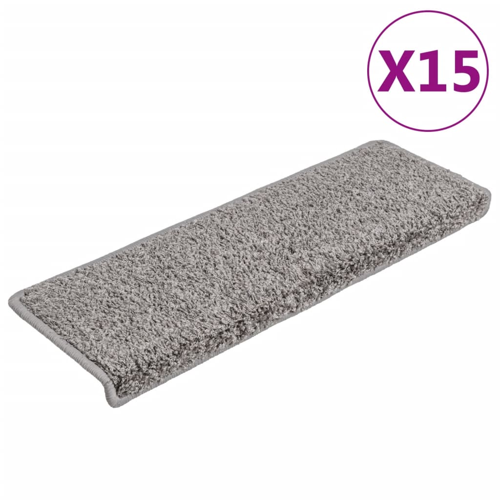 Prostirke za stepenice 15 kom 65x21x4 cm sive s pravokutnim rubom