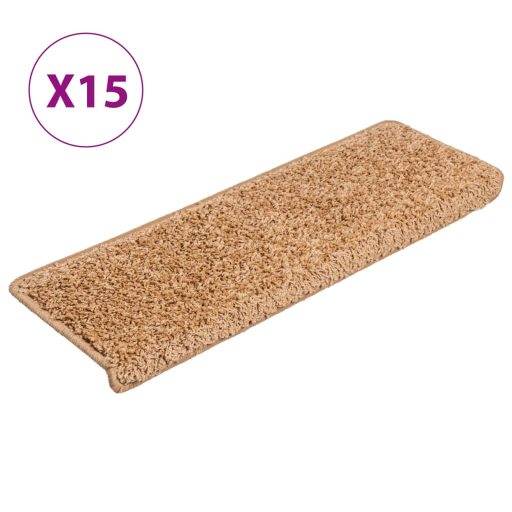 Prostirke za stepenice 15 kom 65x21x4 cm bež pravokutni rub