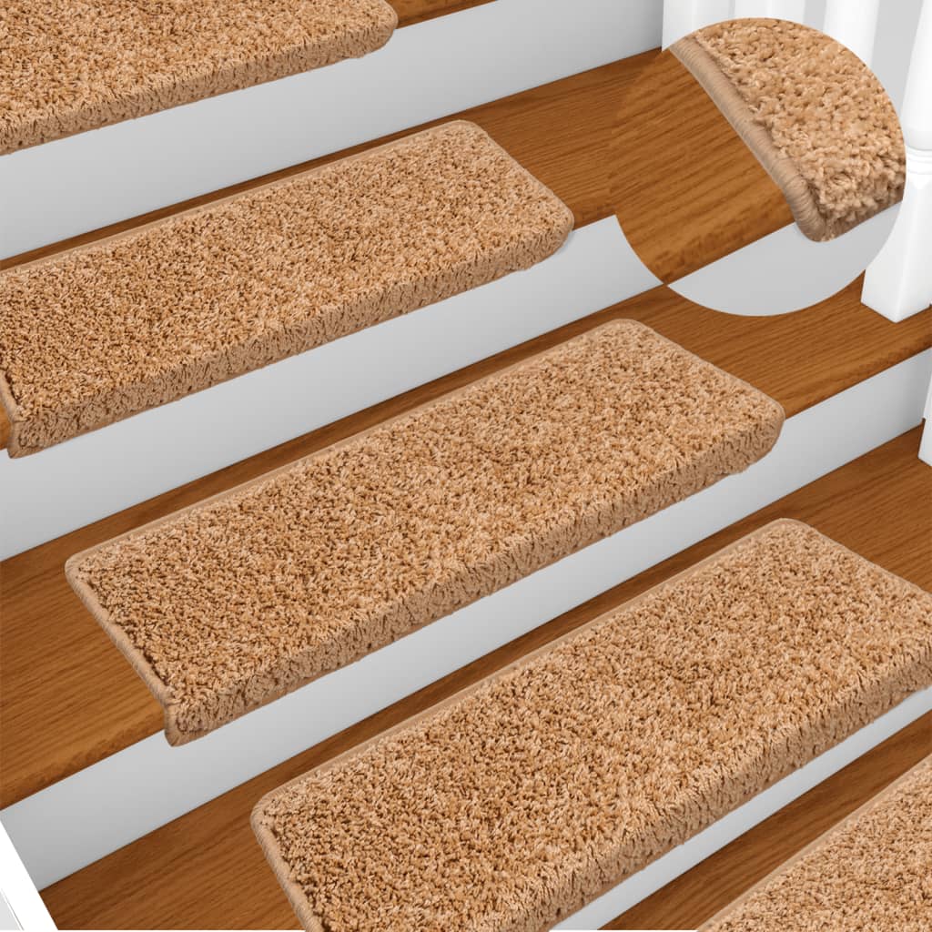 Prostirke za stepenice 15 kom 65x21x4 cm bež pravokutni rub