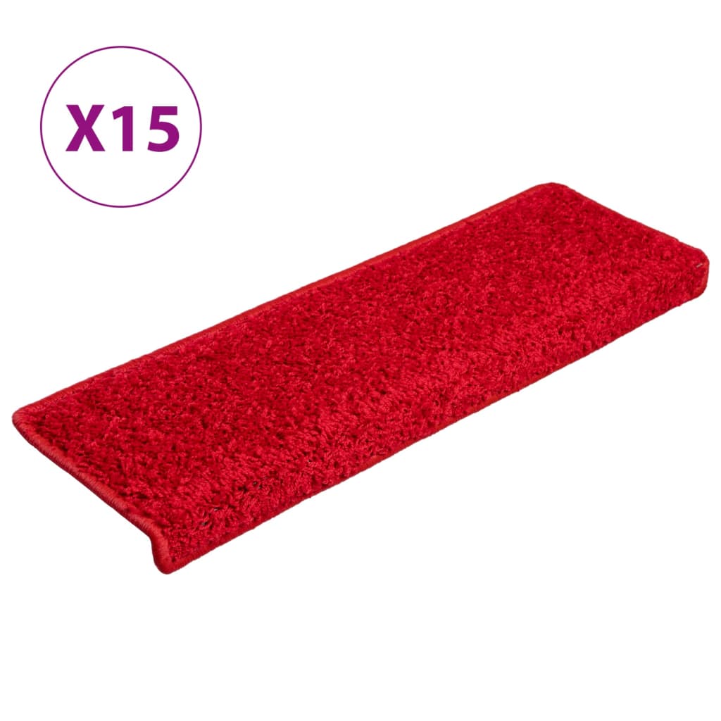 Prostirke za stepenice 15 kom 65x21x4 cm crvene pravokutne rubove
