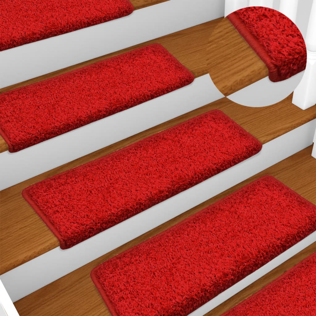 Prostirke za stepenice 15 kom 65x21x4 cm crvene pravokutne rubove