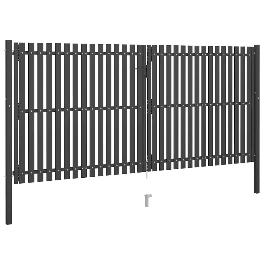 Vrtna vrata za ogradu od čelika 400x175 cm antracit boje